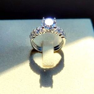 Solid 14k gold 1.78ct center 2.38TCW lab round diamond ring with side lab diamon